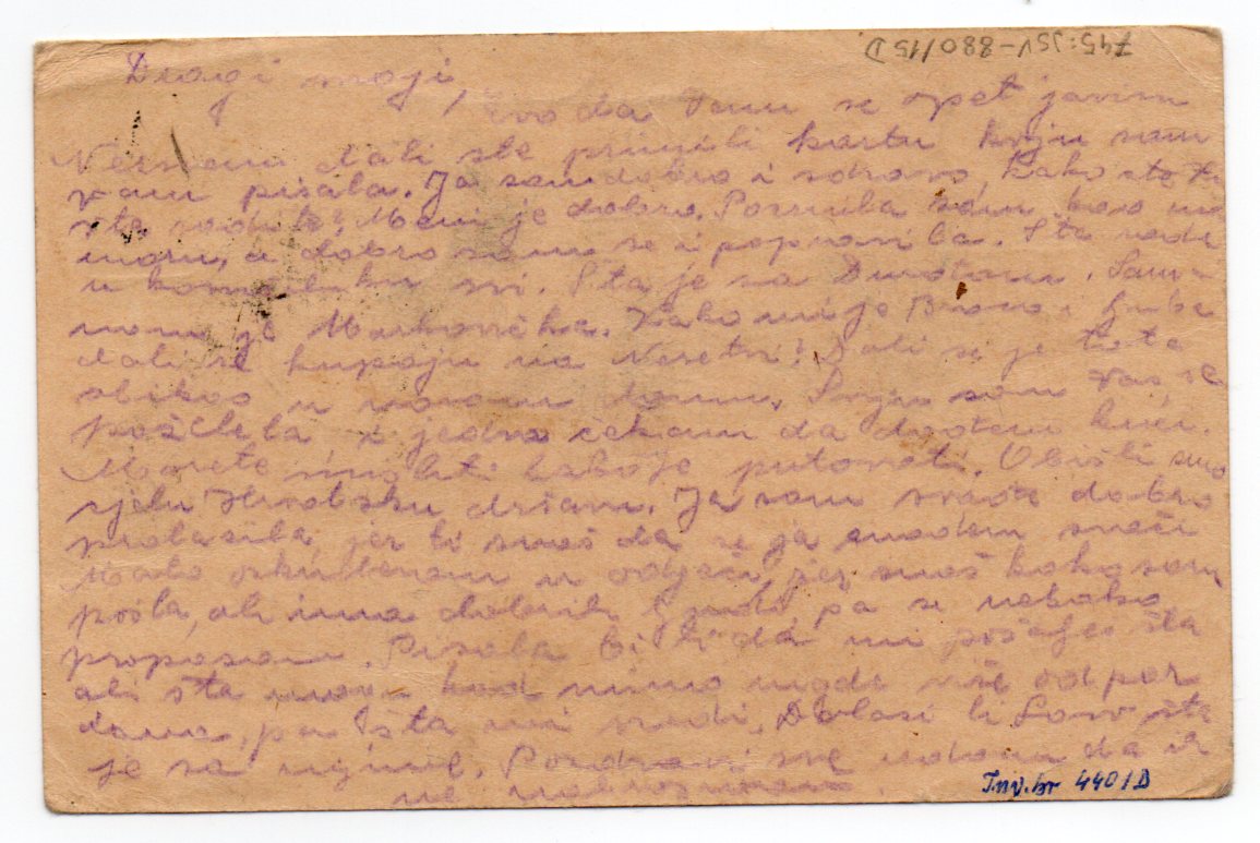 sačuvane dopisnice Sofije Bakarić koje je napisala 1941. iz logora.