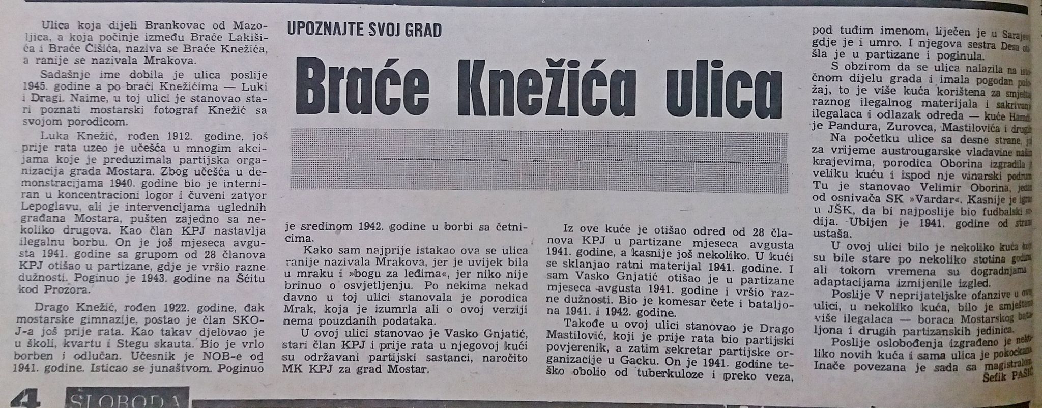članak "Braće Knežića ulica", Š. Pašić