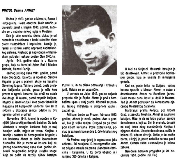 Ahmet Pintul, "Narodni heroji Jugoslavije", str. 102