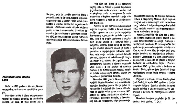 Hasan Zahirović Laca, "Narodni heroji Jugoslavije", pg. 364