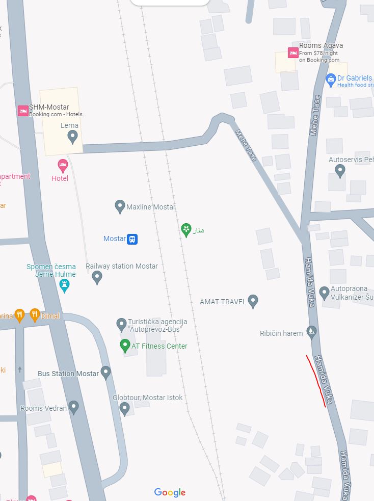 Hamida Vuka street in Mostar (google maps)