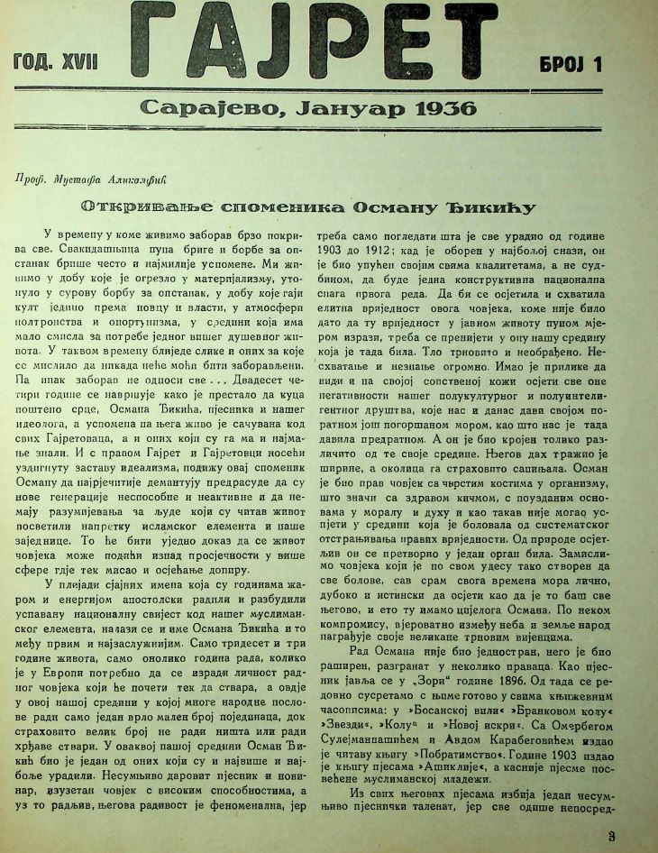 Mustafa Alikalfić, article, Gajret (continued on next page) Mustafa Alikalfić, article, Gajret (continued on next page)