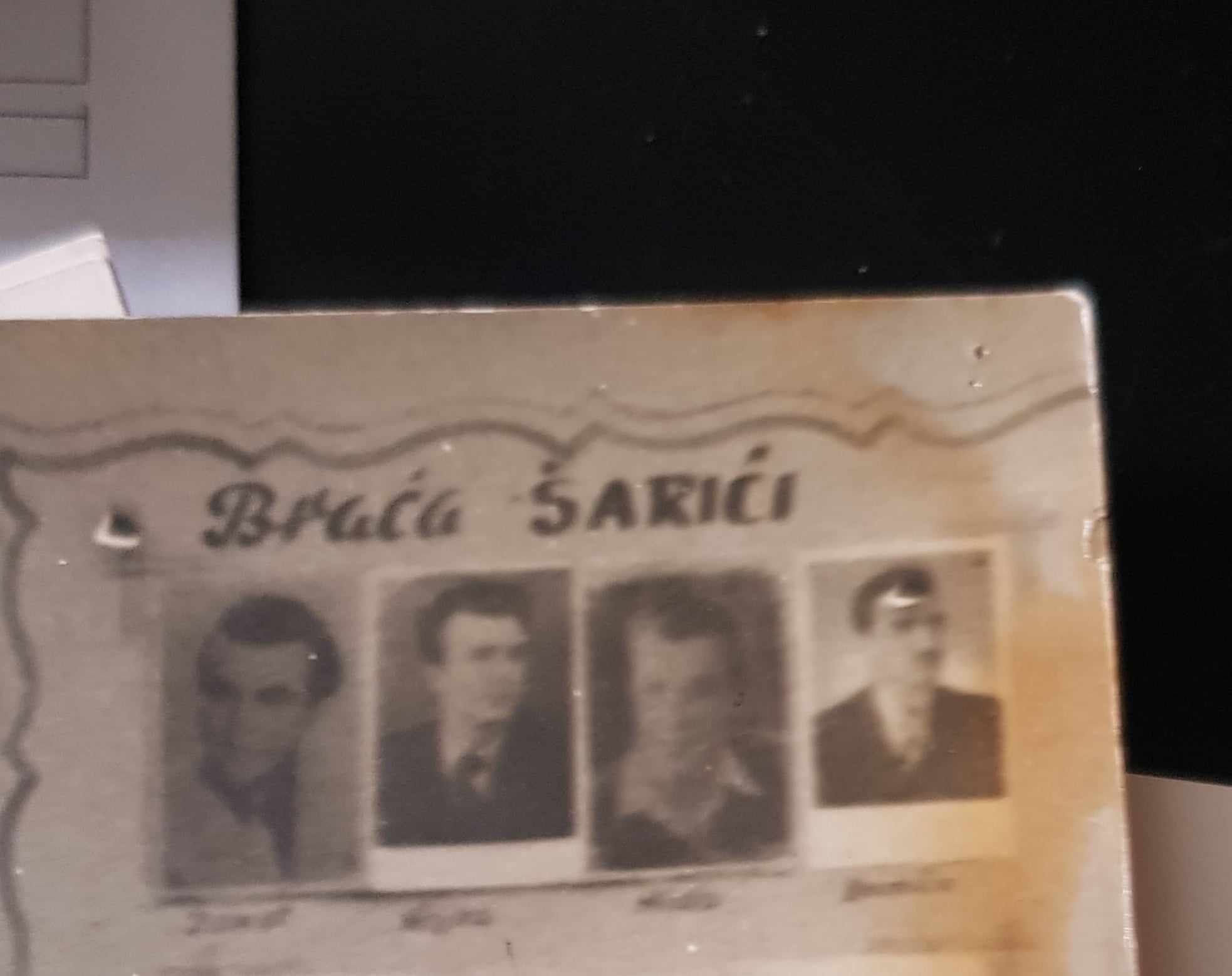 Detail from the board with photos of fallen fighters from Mostar, created after the World War Two.