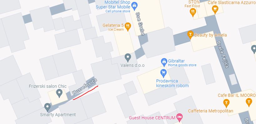 Ulica Husrefovića u Mostaru (google maps)