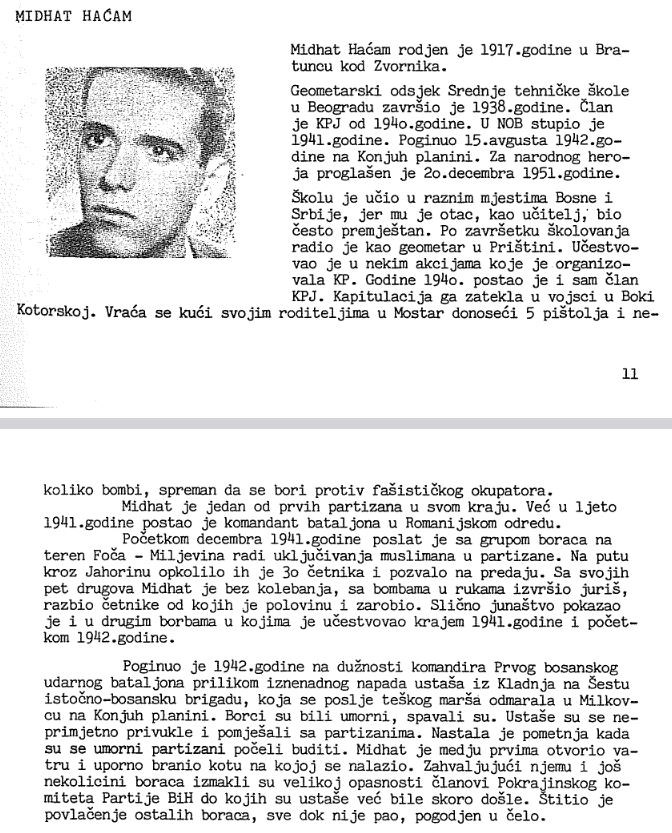 biography of M. Haćam from Geodetic Gazette (Geodetski glasnik) (1980.)