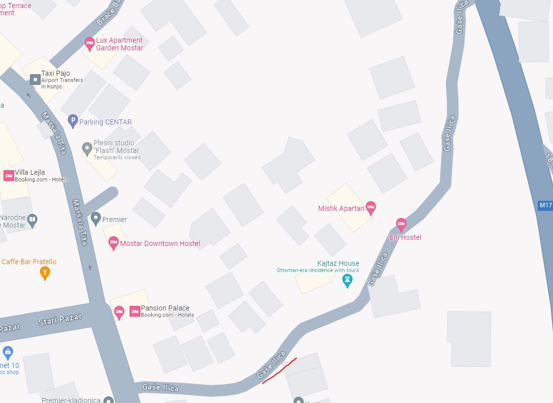 Gaše Ilića street in Mostar (google maps)