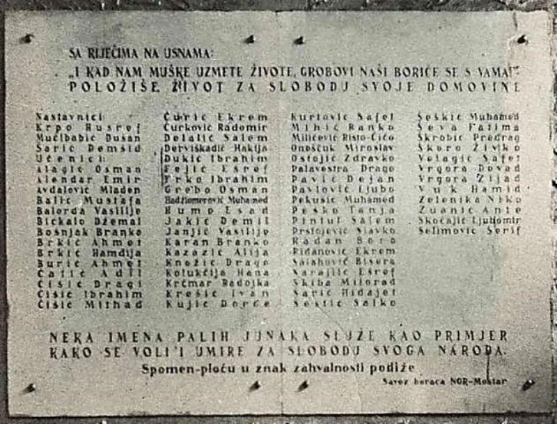 Memorial plaque to the fallen students and professors of the Mostar's Gymnasium. It went missing during the 1992-1995 war.