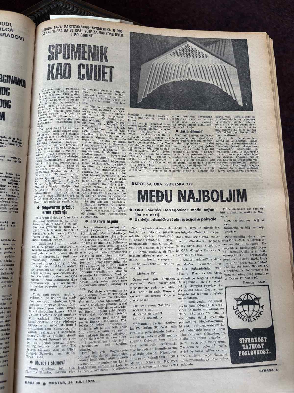 Arhivski članci o spomeniku Arhivski članci o spomeniku