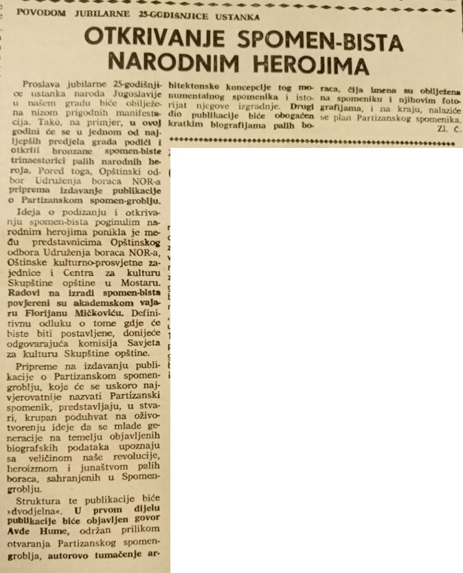 Arhivski članci o spomeniku Arhivski članci o spomeniku
