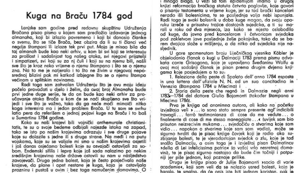 Članak palog borca dr. Vjekoslava Slovinića, u “Bračkom zborniku”